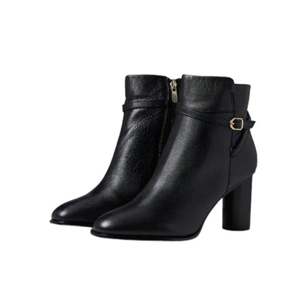 Draper James Leather Tegan Dress Boot Black with Buckle Size 10 NWT